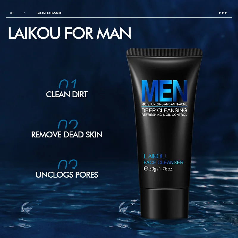 LAIKOU Men Face Wash – Deep Cleansing Oil Control Scrub 50g Men's Face Wash QXL