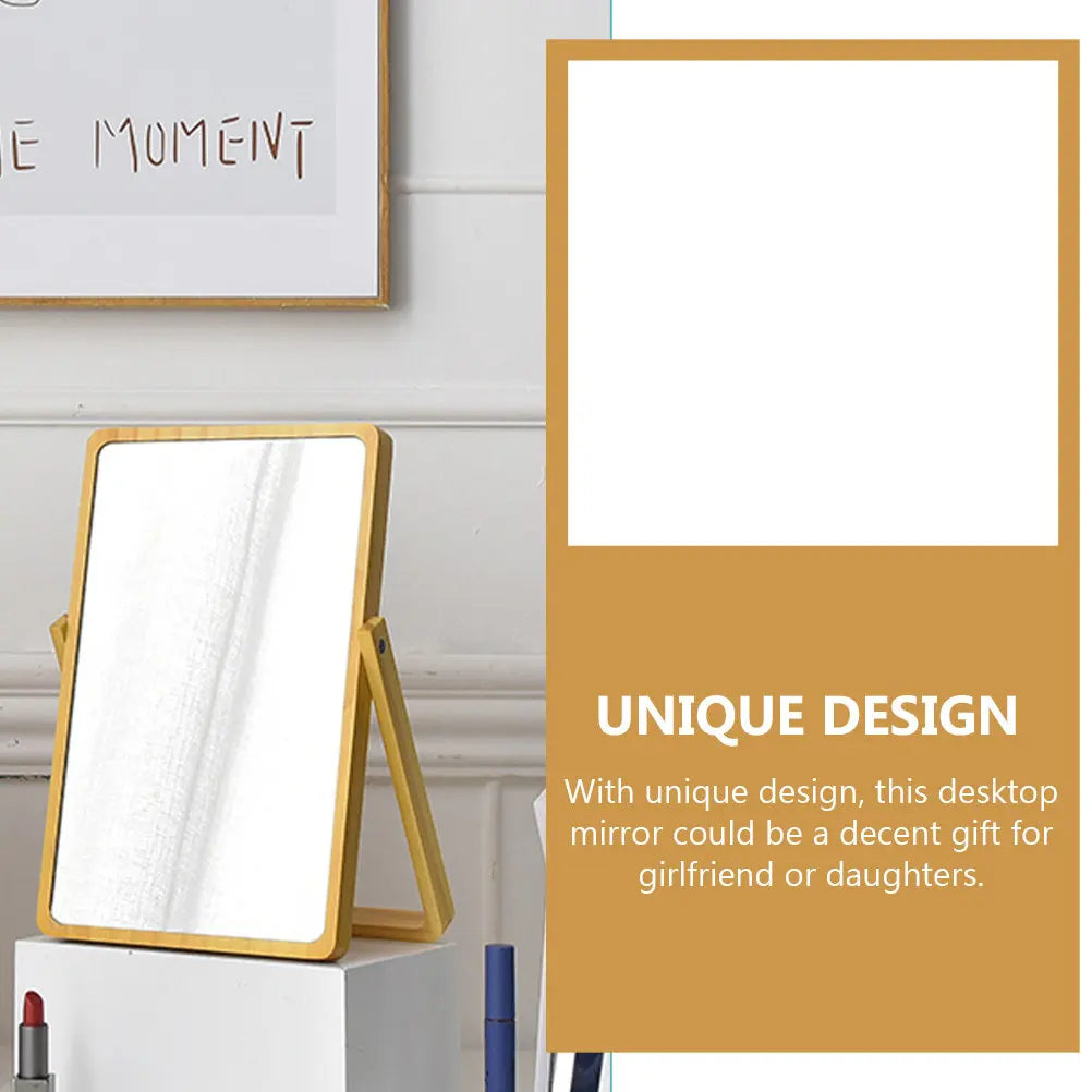 Light Yellow Wooden Desktop Vanity Mirror | Makeup & Dressing Desktop Vanity Mirror QXL Default Title
