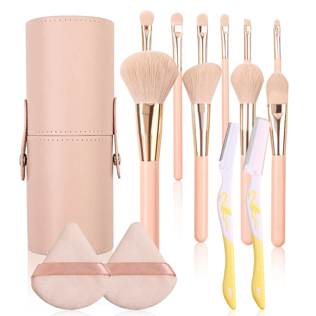 KOSSHOW 15-Piece Makeup Brush Set with Puffs & Storage Cup Makeup Brush Set QXL