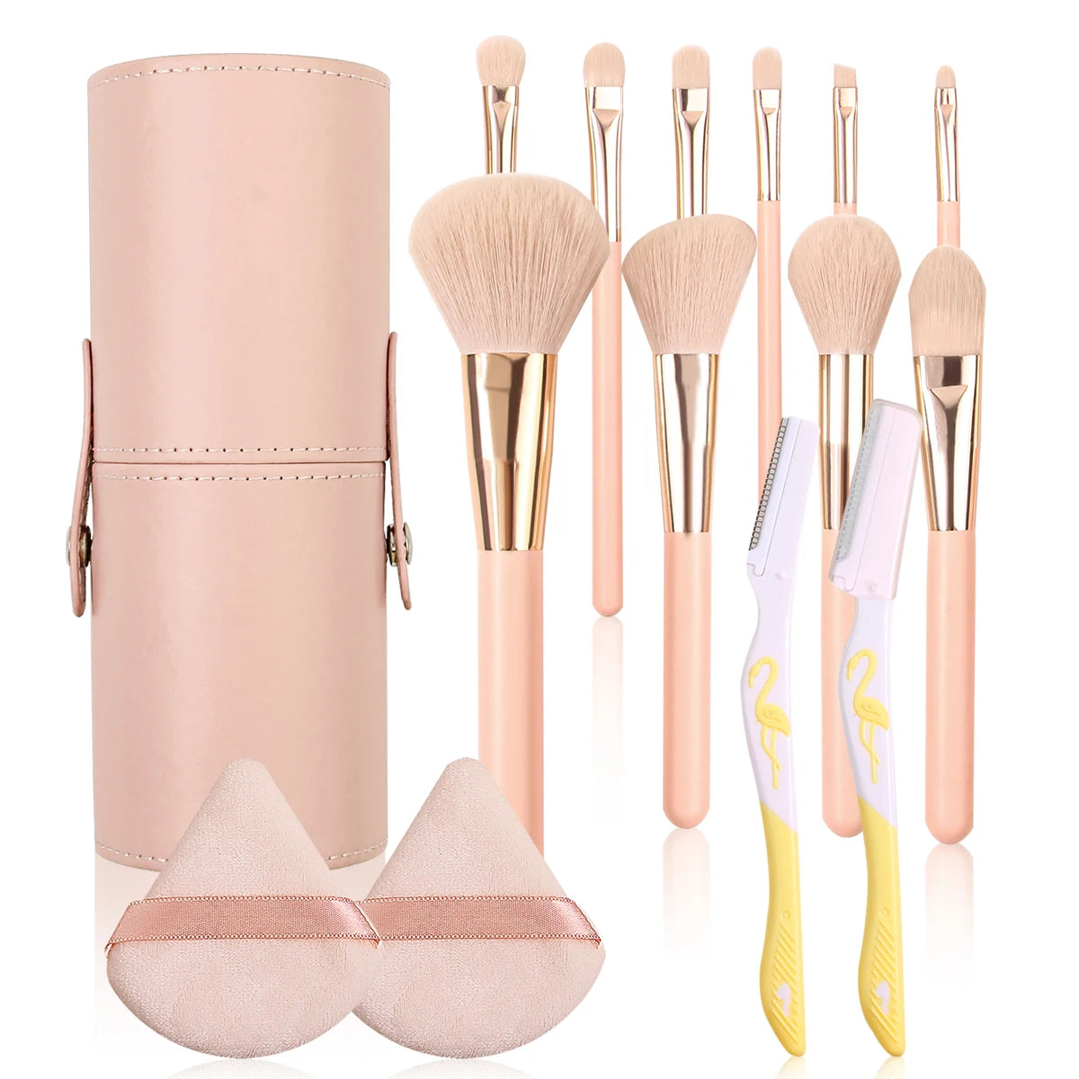 KOSSHOW 15-Piece Makeup Brush Set with Puffs & Storage Cup Makeup Brush Set QXL