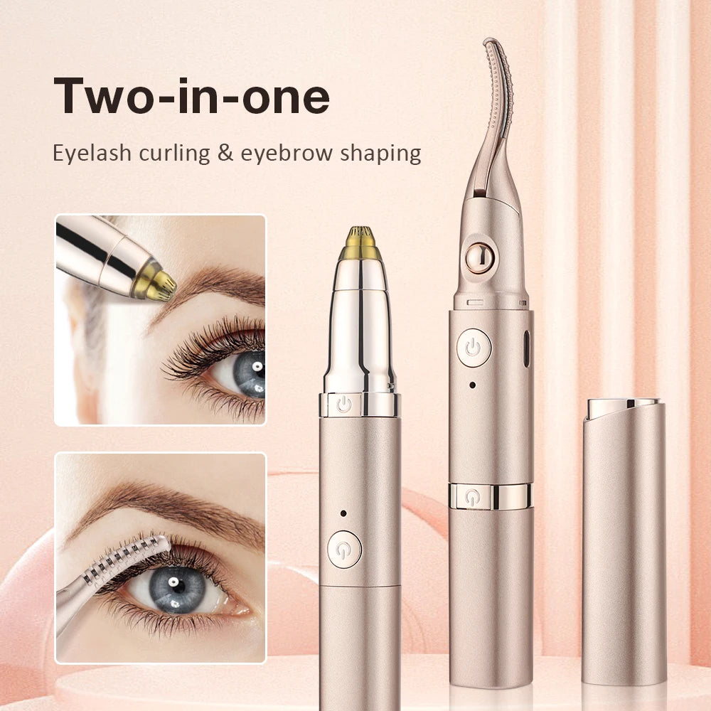 2-in-1 Heated Eyelash Curler & Electric Eyebrow Trimmer Heated Eyelash Curler QXL