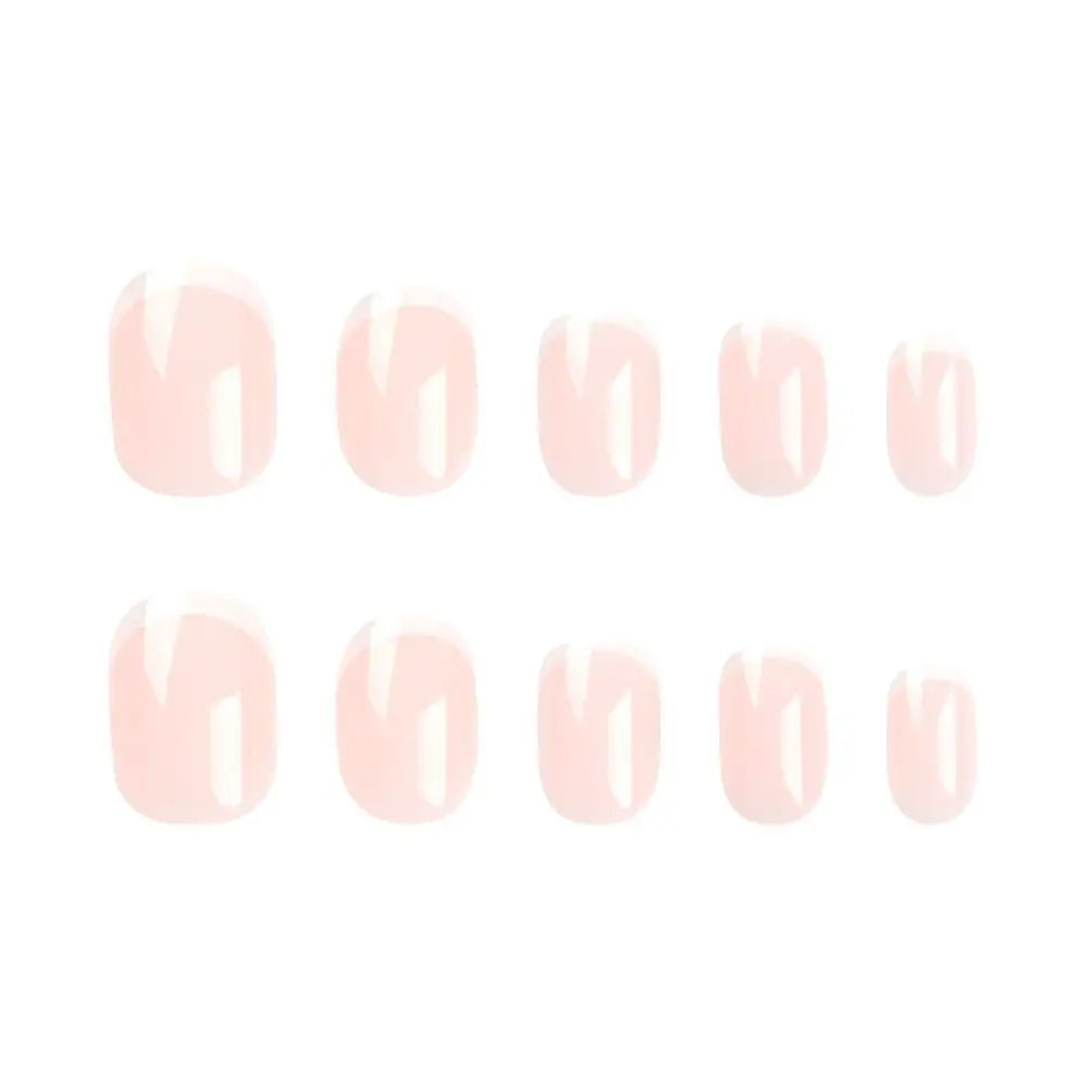 24-Pack Short French Round False Nails | Full Cover Nail Tips False Nail Tips QXL