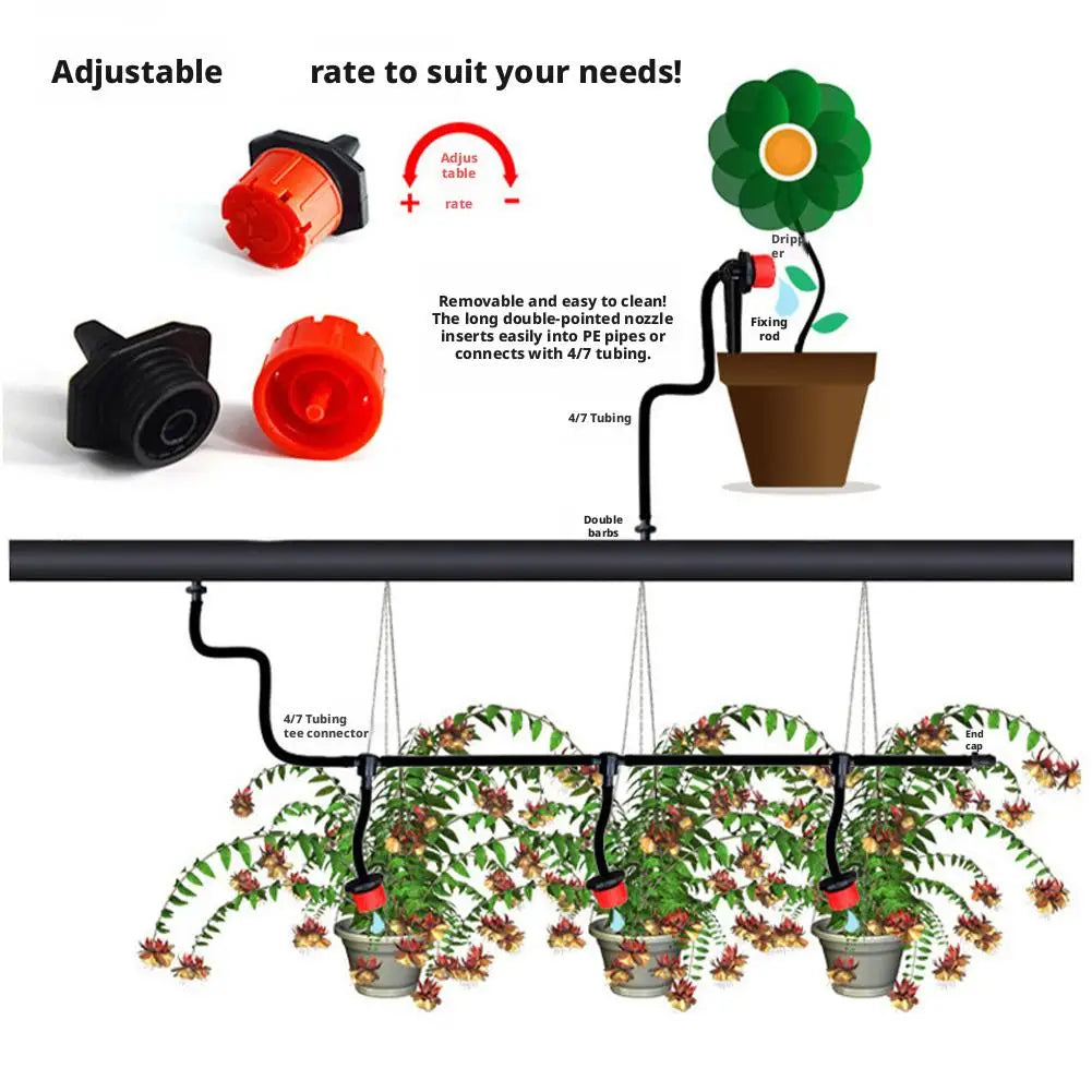 8-Hole Adjustable Micro Drip Irrigation Drippers | 50–100 Pack Drip Irrigation Emitter QXL