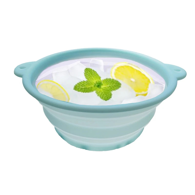 Collapsible Silicone Facial Ice Bath Bowl | Foldable Basin Facial Ice Bath Bowl QXL Light blue