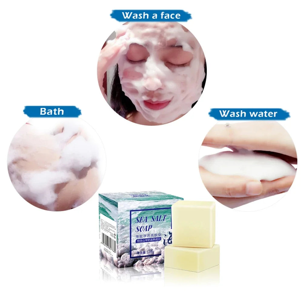 Sea Salt & Goat Milk Moisturizing Soap Bar with Foaming Net Moisturizing Soap Bar QXL