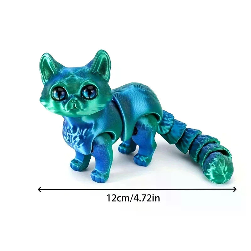 12cm Articulated 3D Printed Cat Figure | Desk Decor & Gift Articulated Cat Figurine QXL