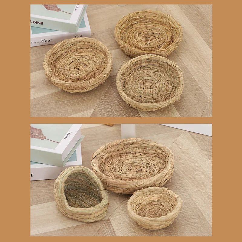 Hand-Woven Grass Bird Nest for Parrots, Finches & Small Birds Woven Bird Nest QXL