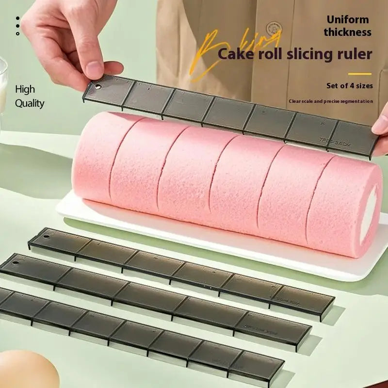 4-Pack Cake Roll Cutting Ruler Set | Uniform Slice Divider Cake Cutting Ruler QXL