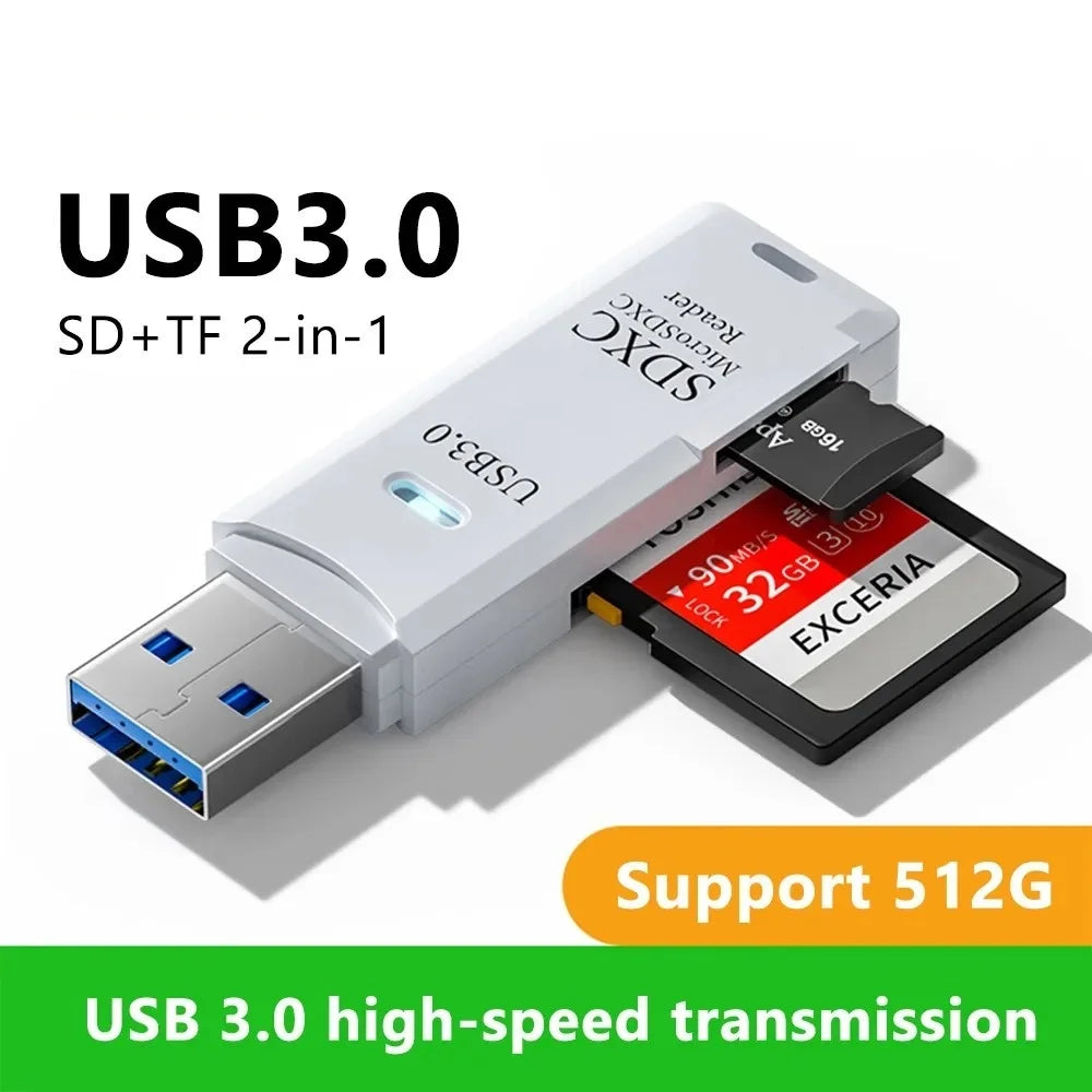 2-in-1 USB 3.0 SD & TF Memory Card Reader Adapter Memory Card Reader QXL