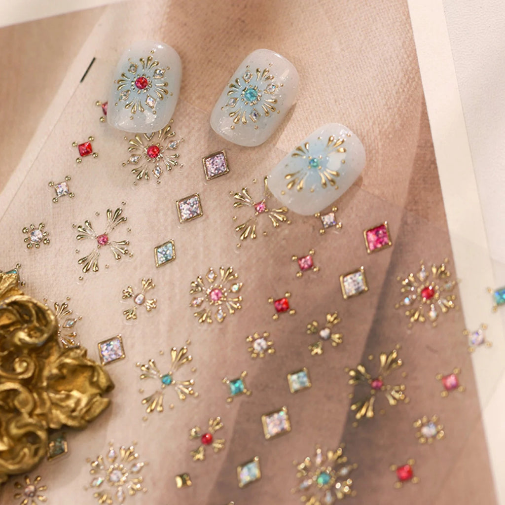 NAILFYOU 5D Nail Art Stickers | Retro Gemstone Snowflake Decals Nail Art Stickers QXL