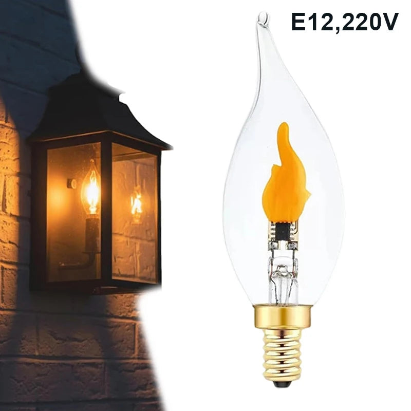 LED Flickering Flame Bulb E12/E14/E27 | Realistic Fire Effect Decorative LED Bulb QXL A2
