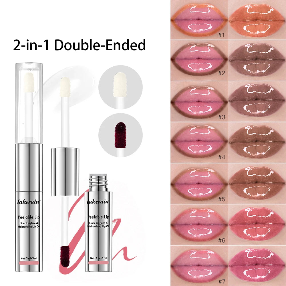 2-in-1 Peel-Off Lip Liner & Moisturizing Lip Oil | 7 Shades Lip Liner & Lip Oil QXL
