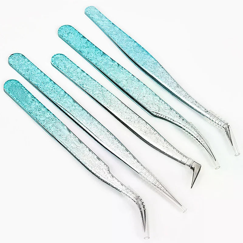 2-Pack Anti-Static Eyelash Extension Tweezers | Ice Flower Lash Extension Tweezers QXL