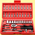46-Pc Auto Socket & Ratchet Wrench Kit | Car Repair Toolbox Socket Wrench Set QXL As-picture