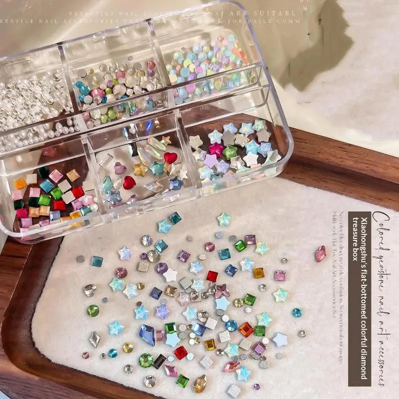 Flat Back Nail Rhinestones Set – Multi-Shape & Colour, 100pcs Nail Rhinestone Set QXL one size