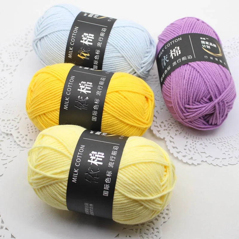 4-Strand Milk Cotton Worsted Yarn | Soft Eco-Friendly Knitting Knitting Crochet Yarn QXL