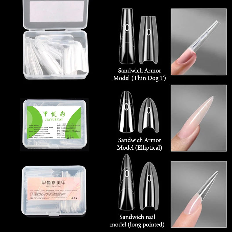 60-Pc Sandwich Dual Nail Forms | 15 Sizes Coffin & Almond Dual Nail Forms QXL