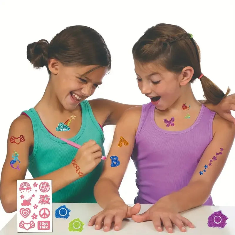 Kids Glitter Temporary Tattoo Kit | DIY Diamond Body Art Set Glitter Tattoo Kit QXL