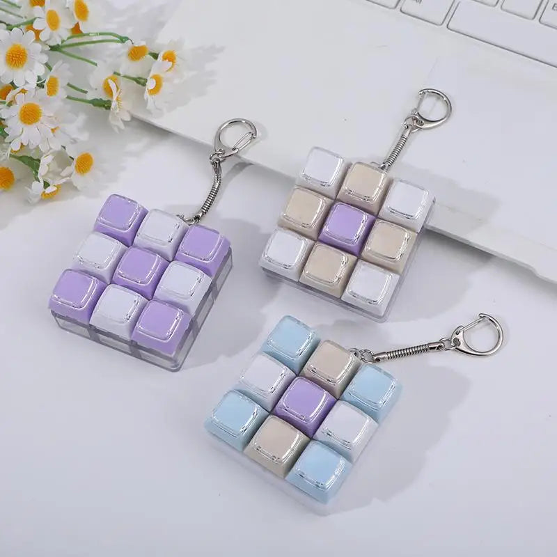 9-Key Mechanical Keyboard Keychain Fidget Toy Bag Charm Novelty Keychain Toy QXL