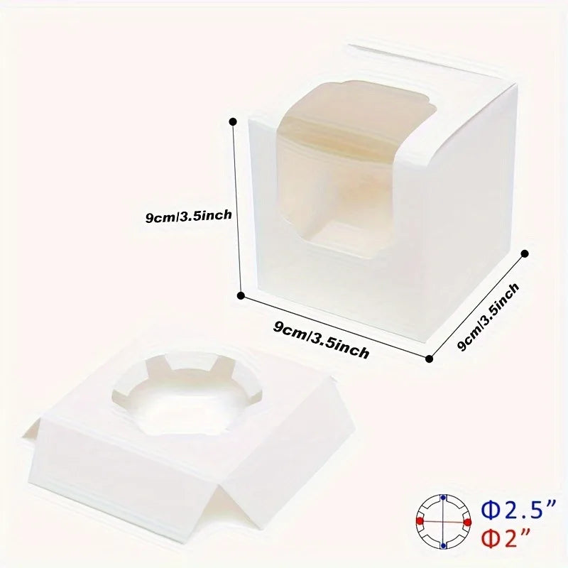 20-Pack Paper Cupcake Boxes with Clear Window | Muffin Packaging Baking Packaging Box QXL