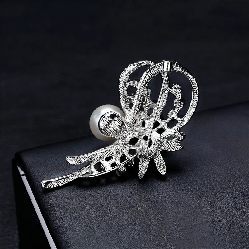 Narcissus Flower Brooch | Pearl & Rhinestone Zinc Alloy Pin Fashion Brooch Pin QXL