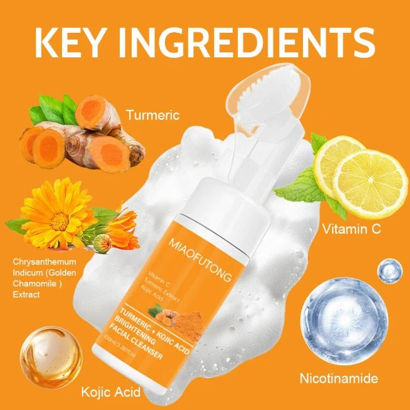 Turmeric Vitamin C & Kojic Acid Cleansing Mousse | All Skin Facial Cleanser QXL
