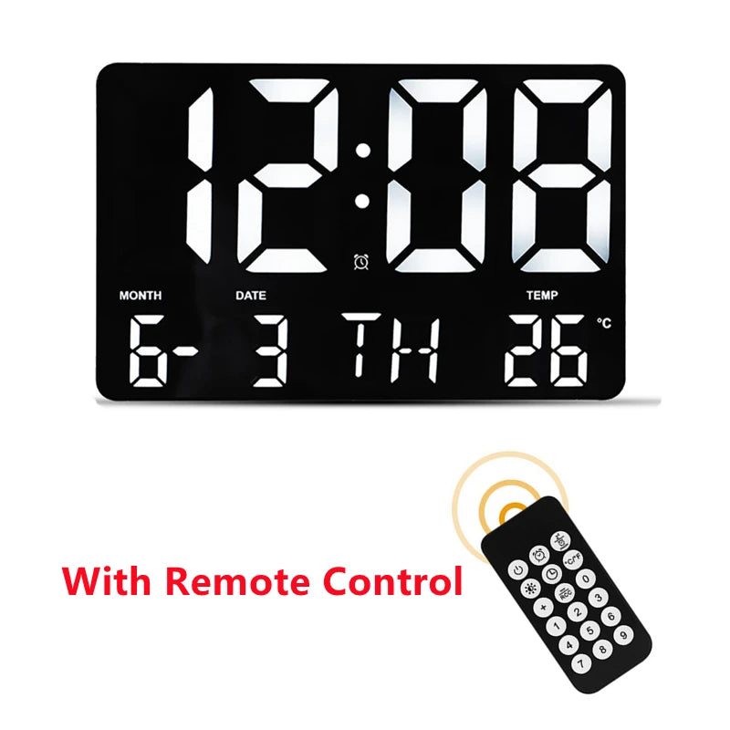 Dreamburgh LED Digital Wall Clock with Remote | Temp & Date LED Wall Clock QXL Black-White Light
