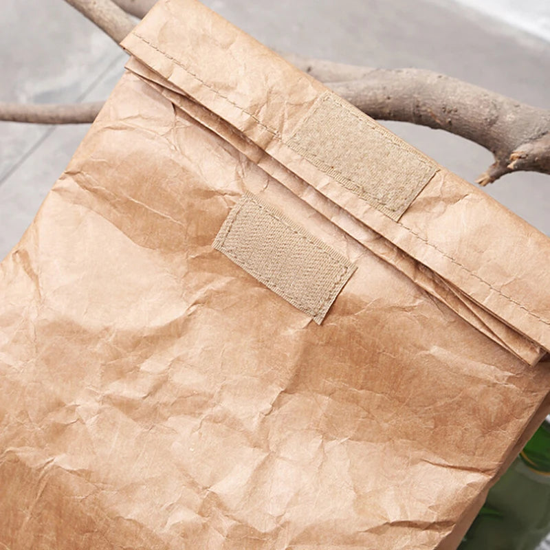 Insulated Kraft Paper Lunch Bag | Magnetic Closure Cooler Sack Insulated Lunch Bag QXL