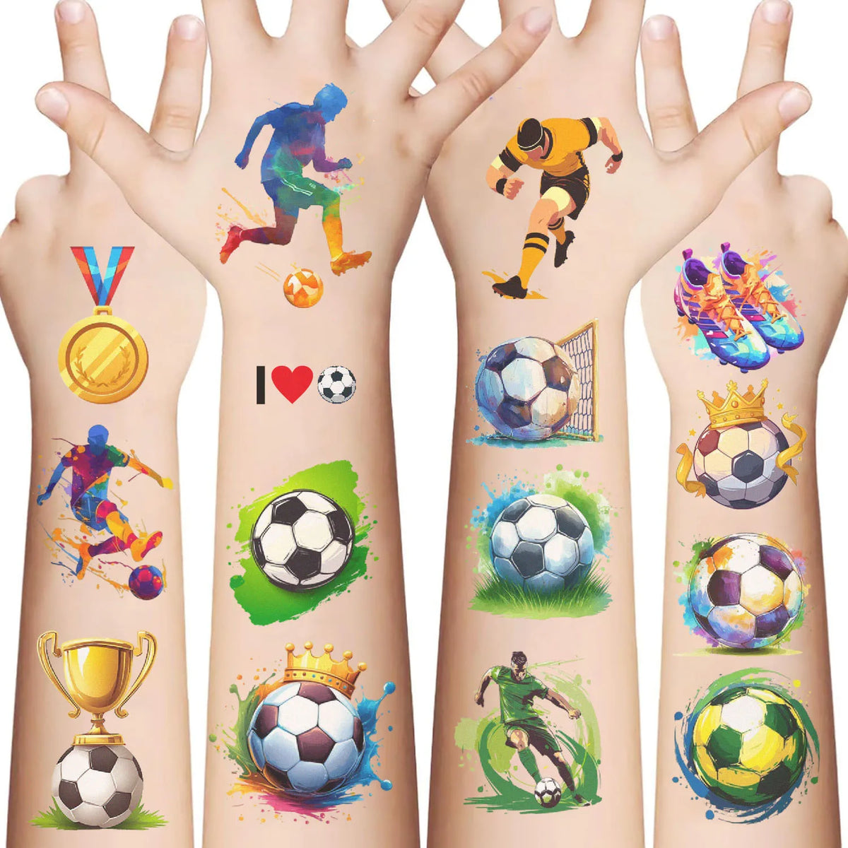10-Sheet Soccer Temporary Tattoo Stickers | Waterproof Football Temporary Tattoo Stickers QXL
