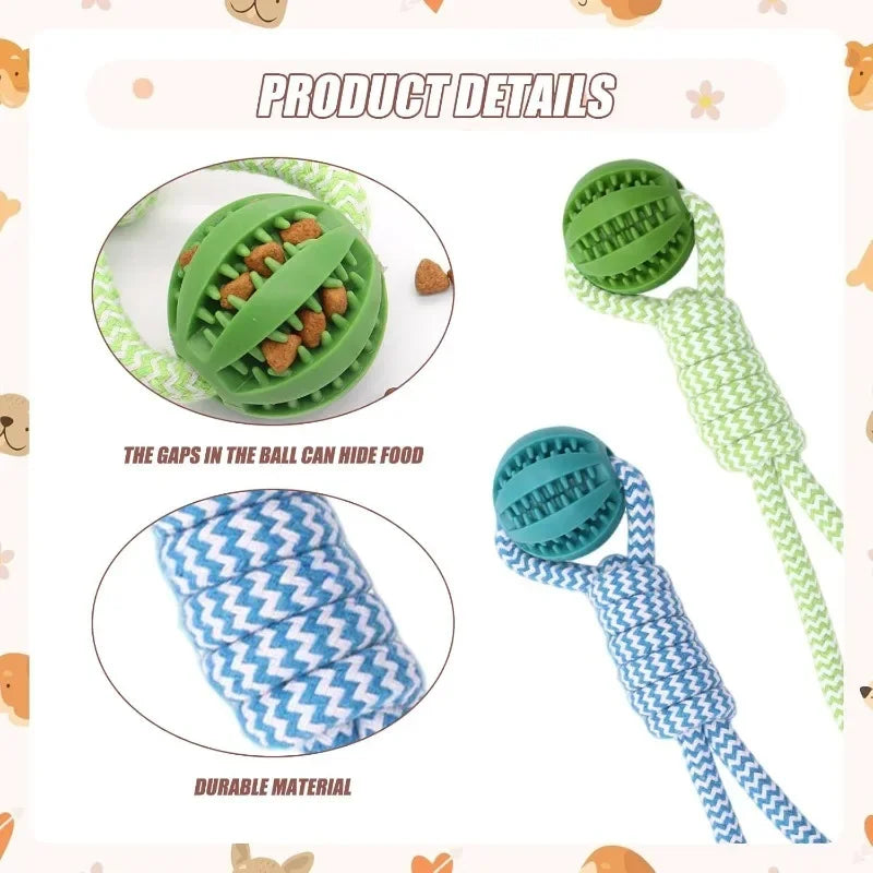 Rubber Dog Ball with Rope – Treat-Dispensing Interactive Toy Interactive Dog Toy QXL