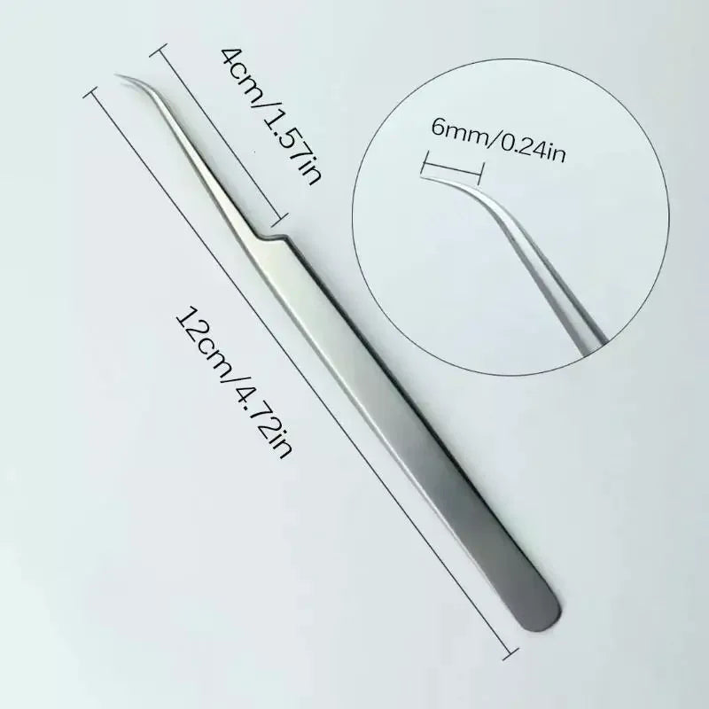 Fine Tip Stainless Steel Tweezers | Lash, Brow & Nail Art Precision Tweezers QXL