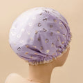 Double Layer Waterproof Shower Cap | PEVA Elastic Hair Cover Shower Cap QXL Purple