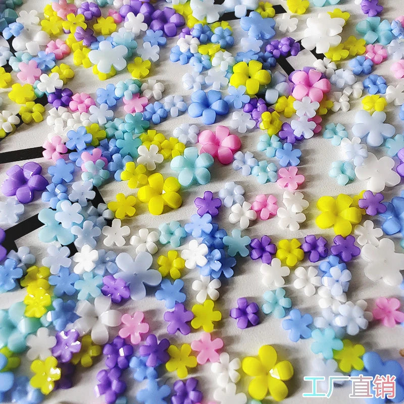 100-Pack 3D Flower Nail Charms | Resin Rhinestone Decorations Nail Art Charms QXL