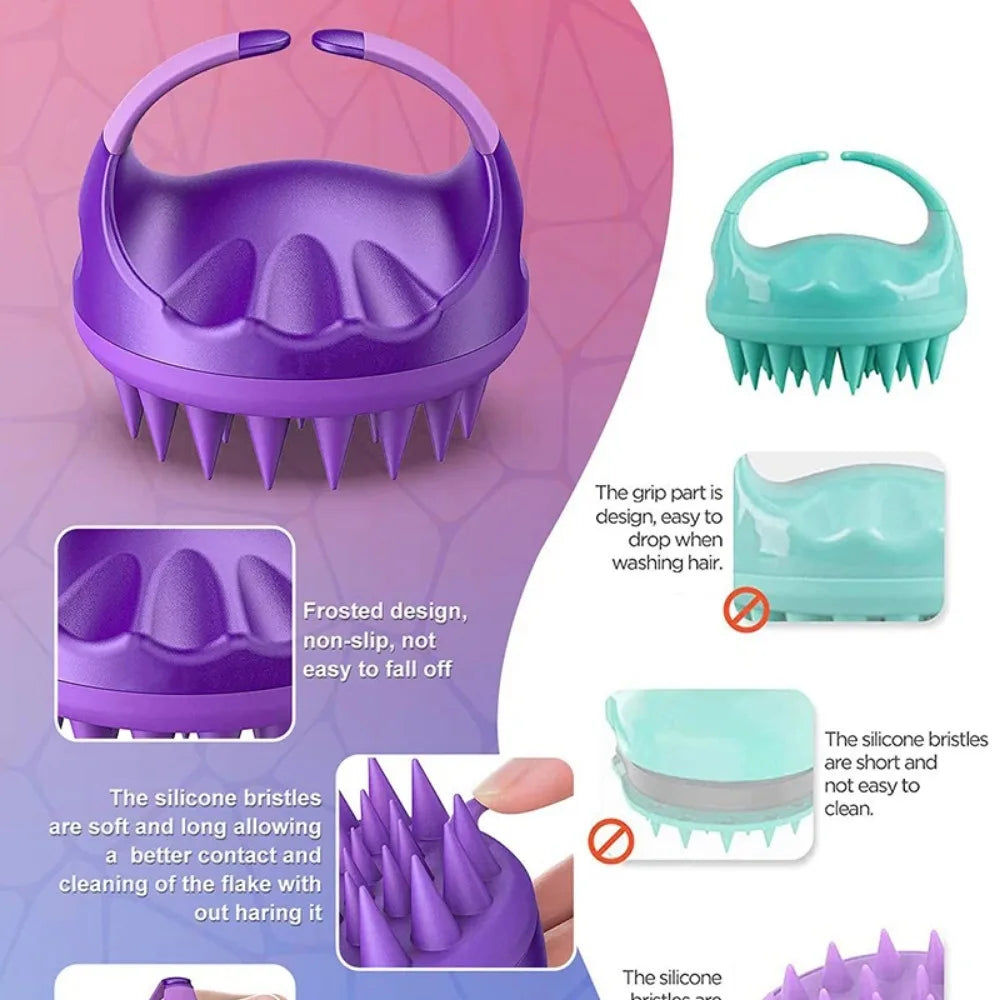 Silicone Scalp Massager Shampoo Brush | Wet & Dry Hair Comb Scalp Massage Brush QXL