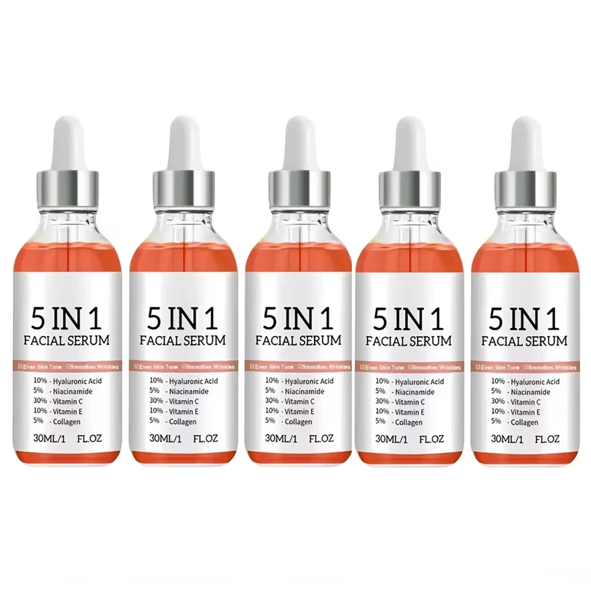 5-in-1 Vitamin C Face Serum | Niacinamide & Hyaluronic Acid Vitamin C Face Serum QXL MA6514-5PCS