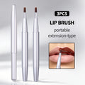 KOSSHOW 3-Pack Retractable Lip Brush Set | Matte Silver Retractable Lip Brush QXL Silver