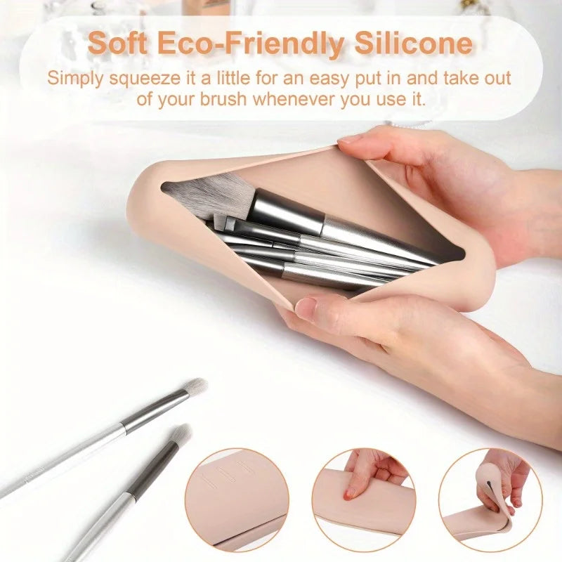 Silicone Travel Makeup Brush Holder | Portable Cosmetic Organizer Makeup Brush Holder QXL