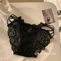 French Lace Mesh Low-Rise Triangle Briefs | Soft & Breathable Women's Lace Briefs QXL Black XXS