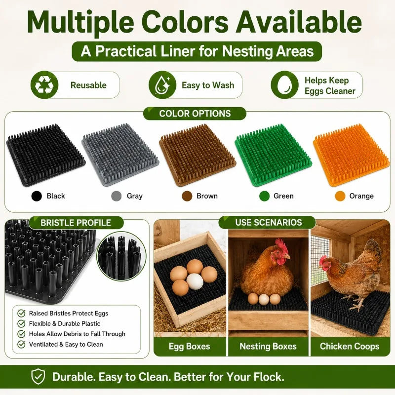 Reusable Plastic Chicken Nesting Pad | Washable PP Coop Liner Chicken Nesting Pad QXL