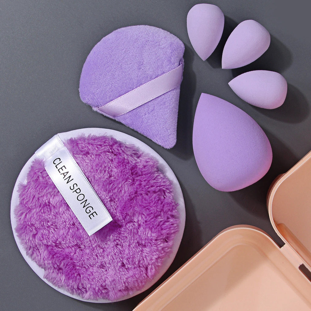 KOSSHOW 6-Pc Purple Makeup Sponge Set | Triangle Puff & Box Makeup Sponge Set QXL