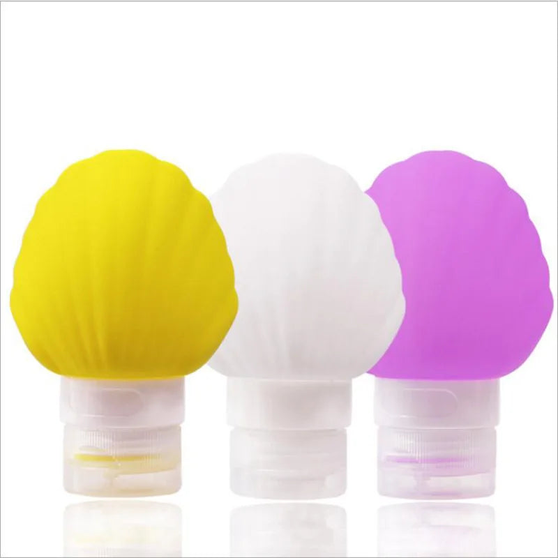 Shell Silicone Travel Squeeze Bottles 40ml & 90ml Refillable Set Travel Squeeze Bottles QXL