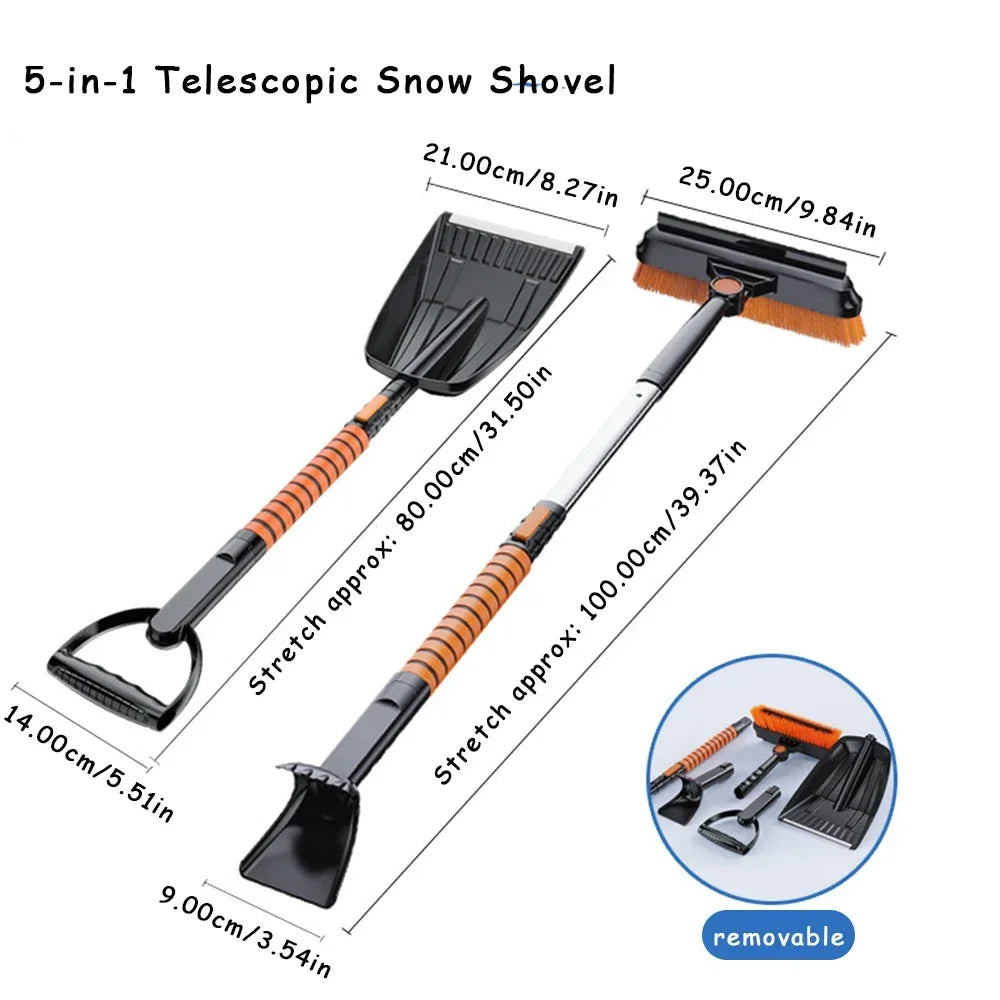 Retractable Car Snow Brush & Ice Scraper Set | Winter Tool Car Snow Brush Set QXL 5 in 1 type
