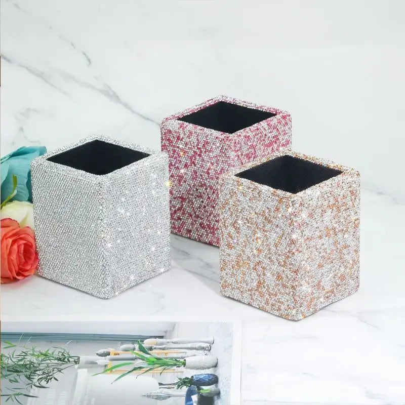 Diamond Makeup Brush Holder Cylinder | Korean Nordic Style Makeup Brush Holder QXL