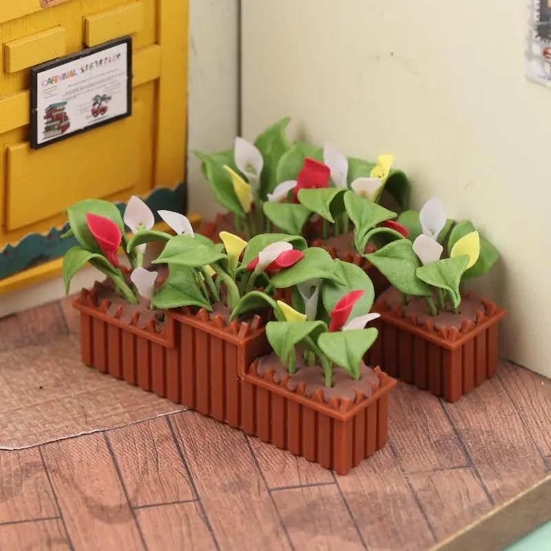 1:12 Dollhouse Miniature Calla Lily Potted Plant Ornament Dollhouse Miniature QXL 2Pcs