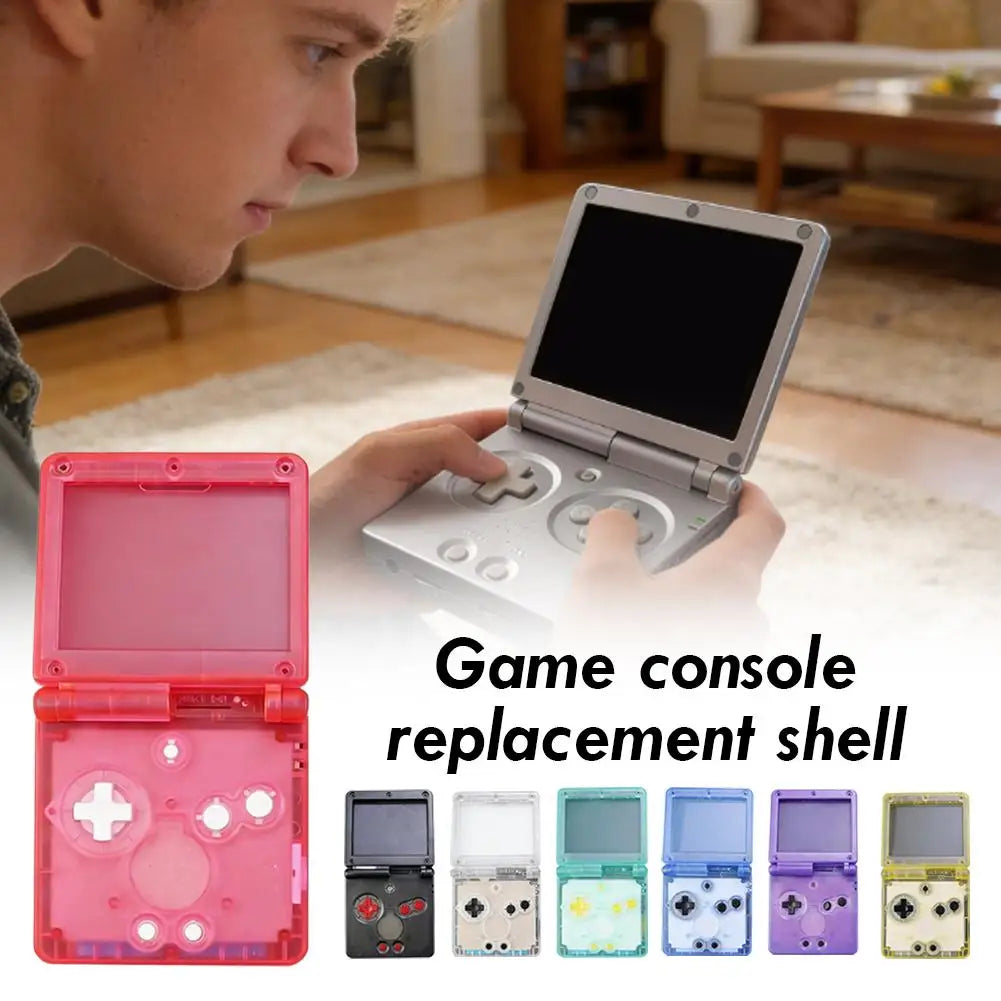 GBA SP Replacement Shell Kit | Clear ABS Case + Buttons & Screws Game Console Shell Kit QXL