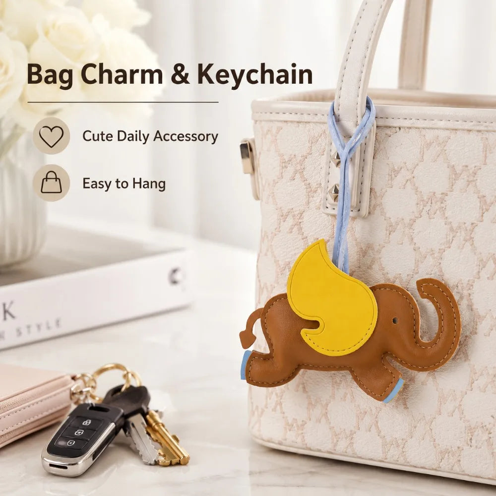 Elephant Bag Charm PU Leather Keychain Pendant | Gift for Her Bag Charm Keychain QXL