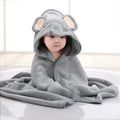 Baby Hooded Bath Towel | Cartoon Animal Swaddle Wrap 80×80cm Baby Hooded Towel QXL B324 Gray