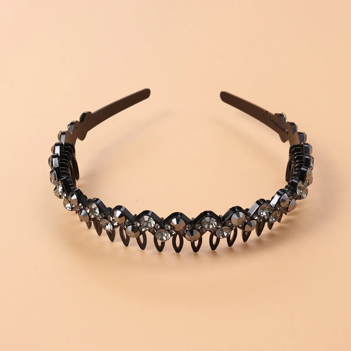 Crystal Rhinestone Toothed Headband | Party Hair Hoop Grey Black Rhinestone Headband QXL
