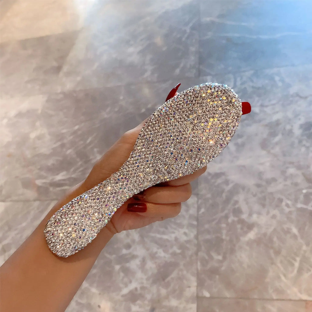 Crystal Diamond Wooden Hair Comb | Luxury Compact Massage Hair Massage Comb QXL