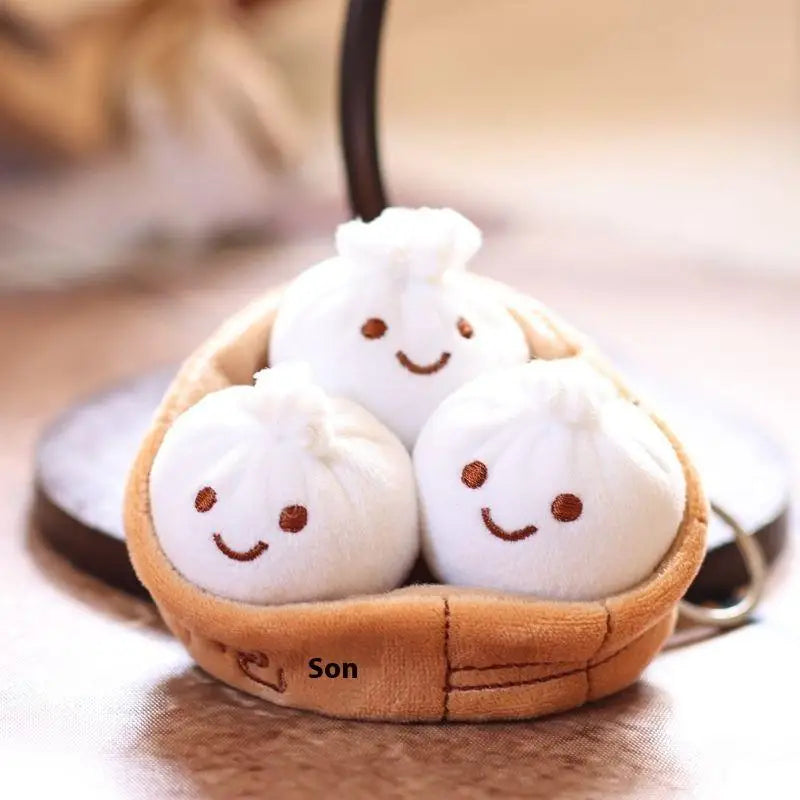 Kawaii Xiaolongbao Plush Keychain | Soft Bun Keyring Gift Plush Keychain QXL